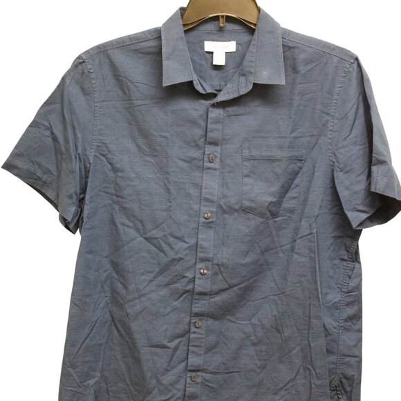 Calvin Klein Men's Dress Shirt Navy Blue L/G Cotton Short Sleeve - Picture 1 of 5